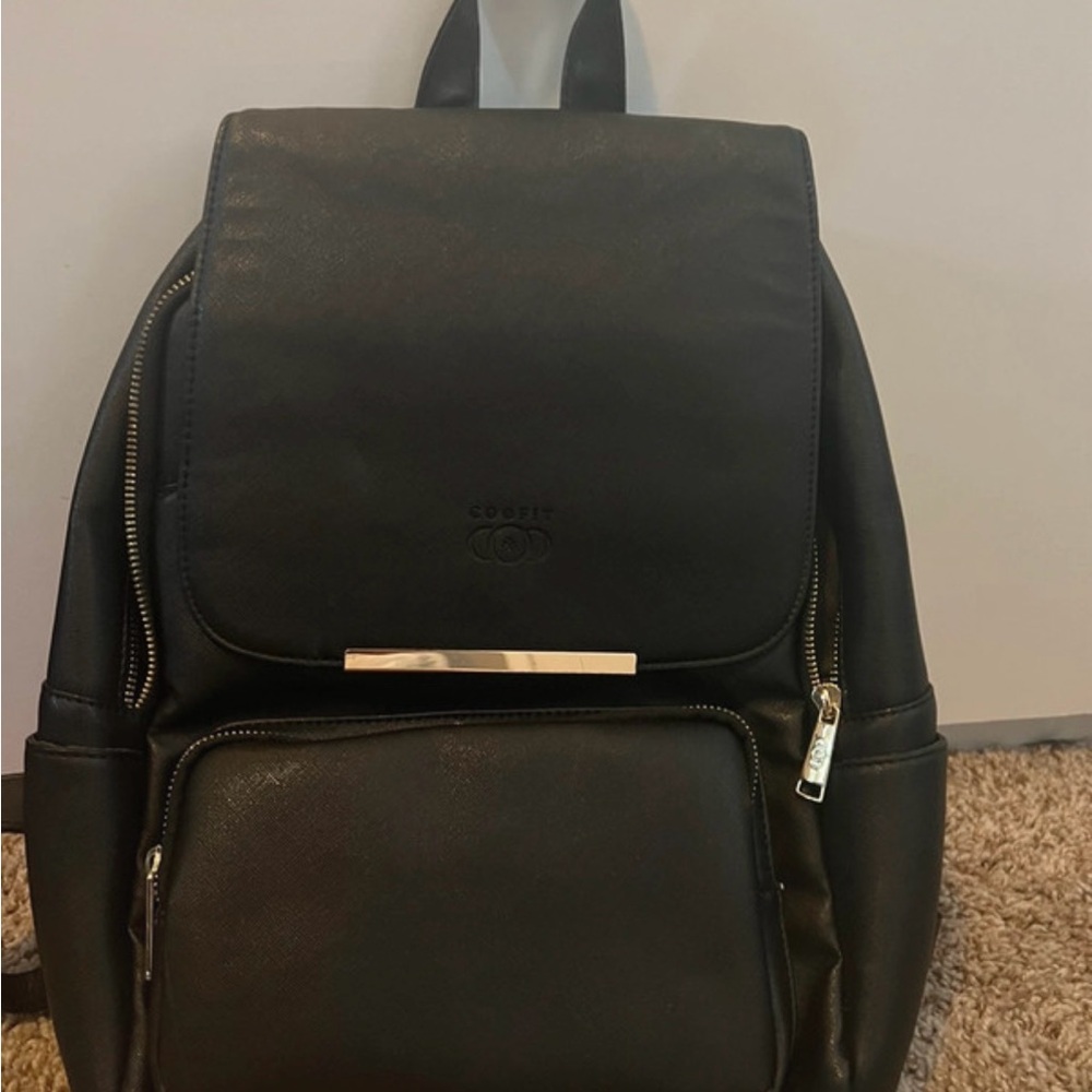 Black Faux Leather Backpack
